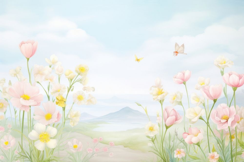 Spring border painting backgrounds outdoors.