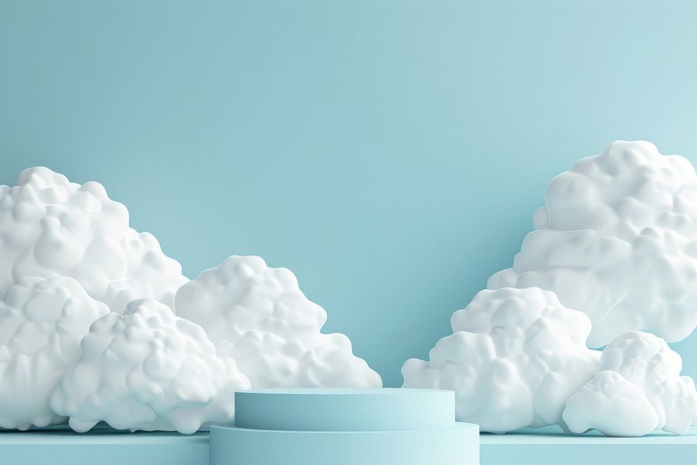 Cloudy with podium backdrop nature art porcelain.