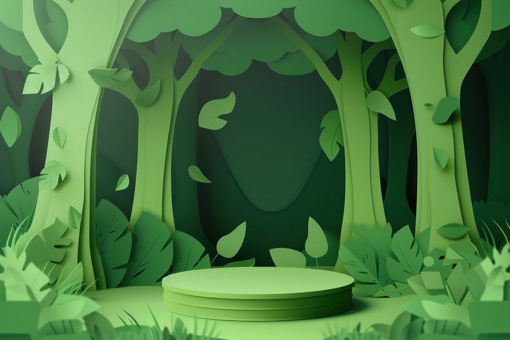 Forest with podium backdrop outdoors cartoon nature.