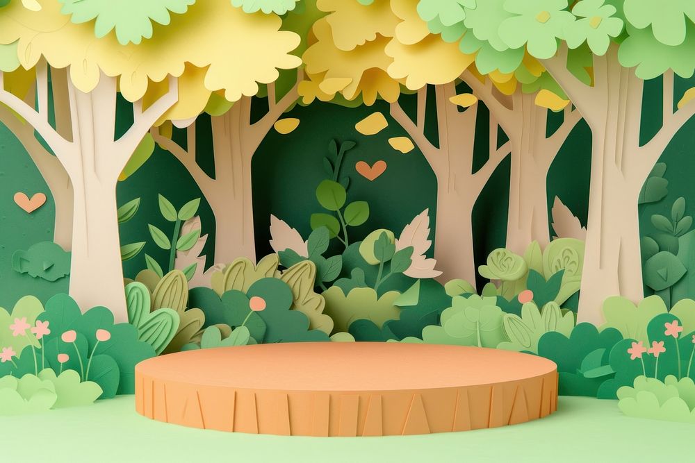 Fairyforest with podium backdrop outdoors green art.