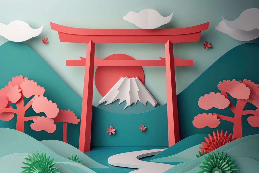 Japan with podium backdrop art representation architecture.