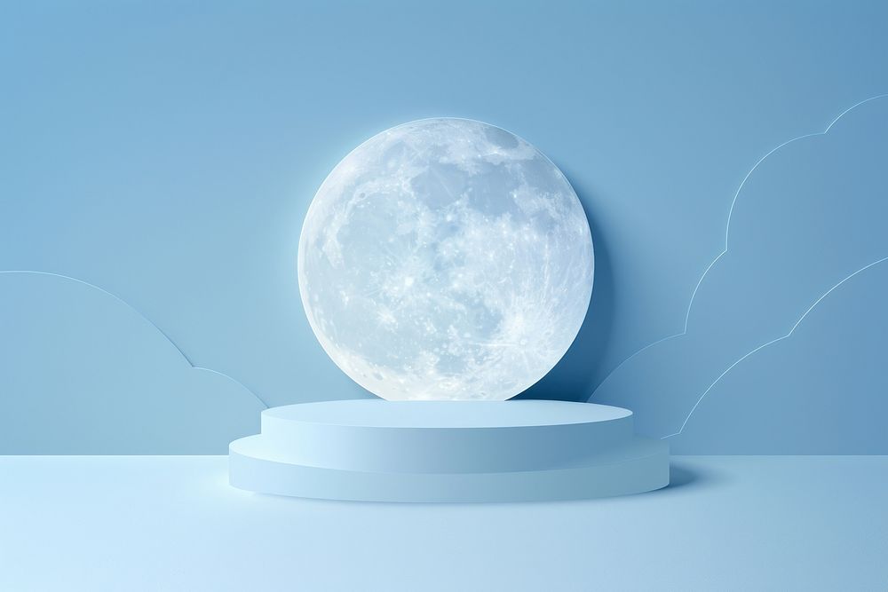 Moon with podium backdrop nature night tranquility.