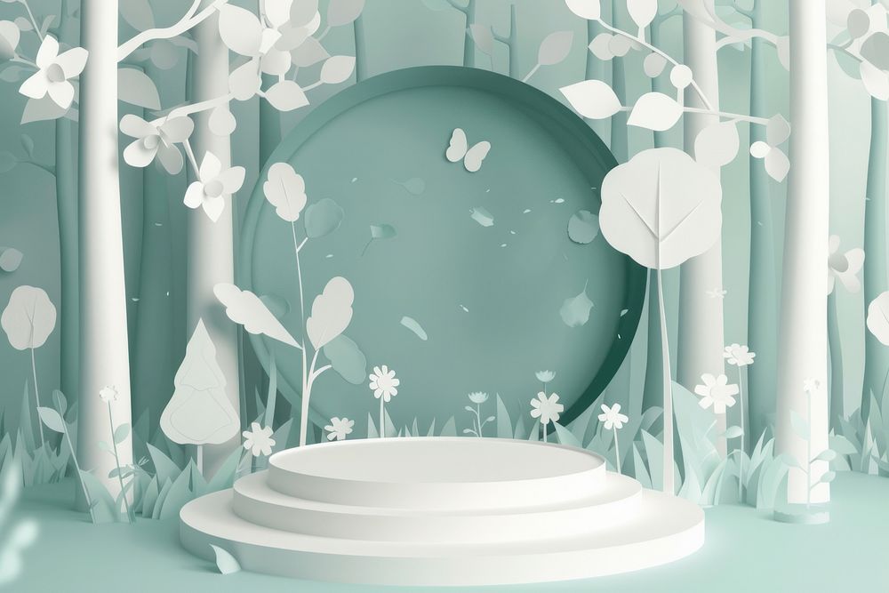 Springforest with podium backdrop art decoration porcelain.