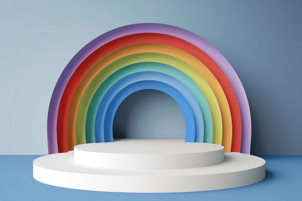 Rainbow with podium backdrop art architecture spectrum.