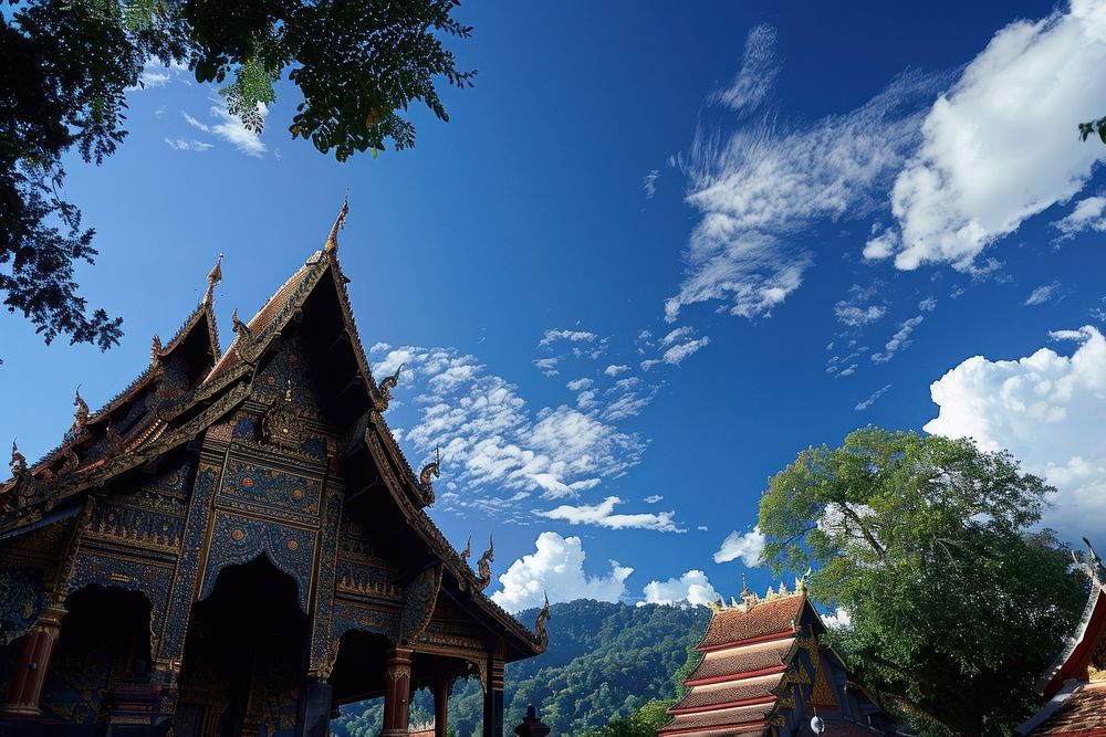 Thai temple sky architecture landscape.
