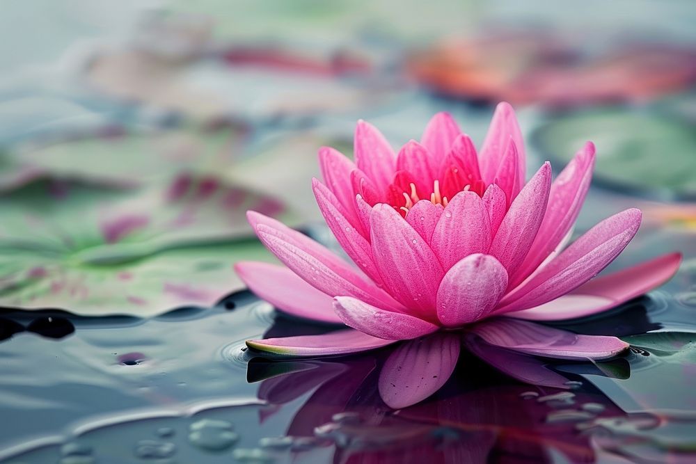 Photo of water lily blossom flower petal.