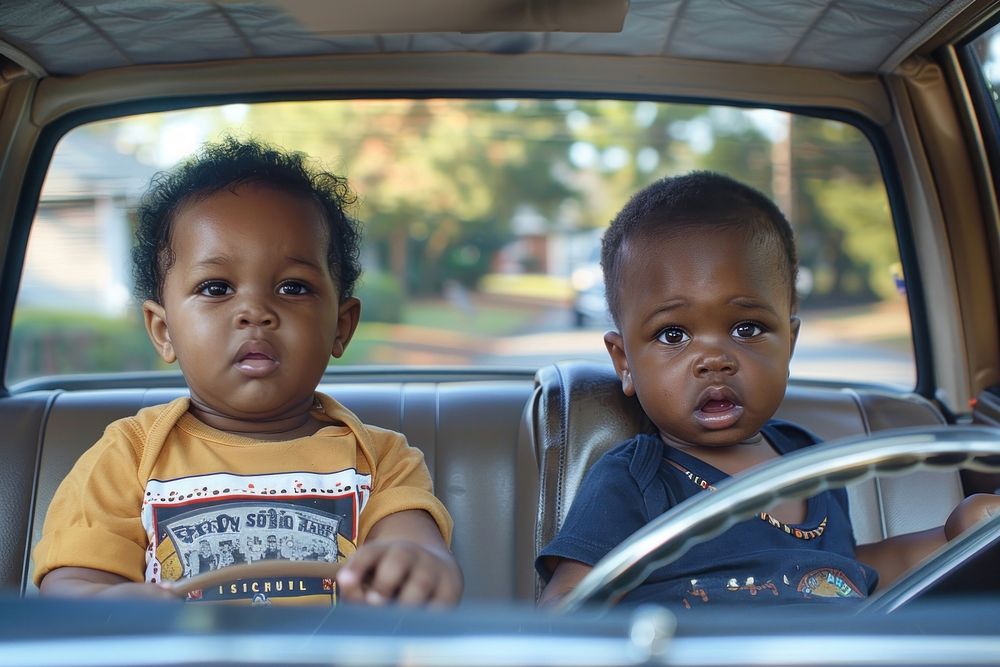 Baby boys driving car portrait vehicle photo.