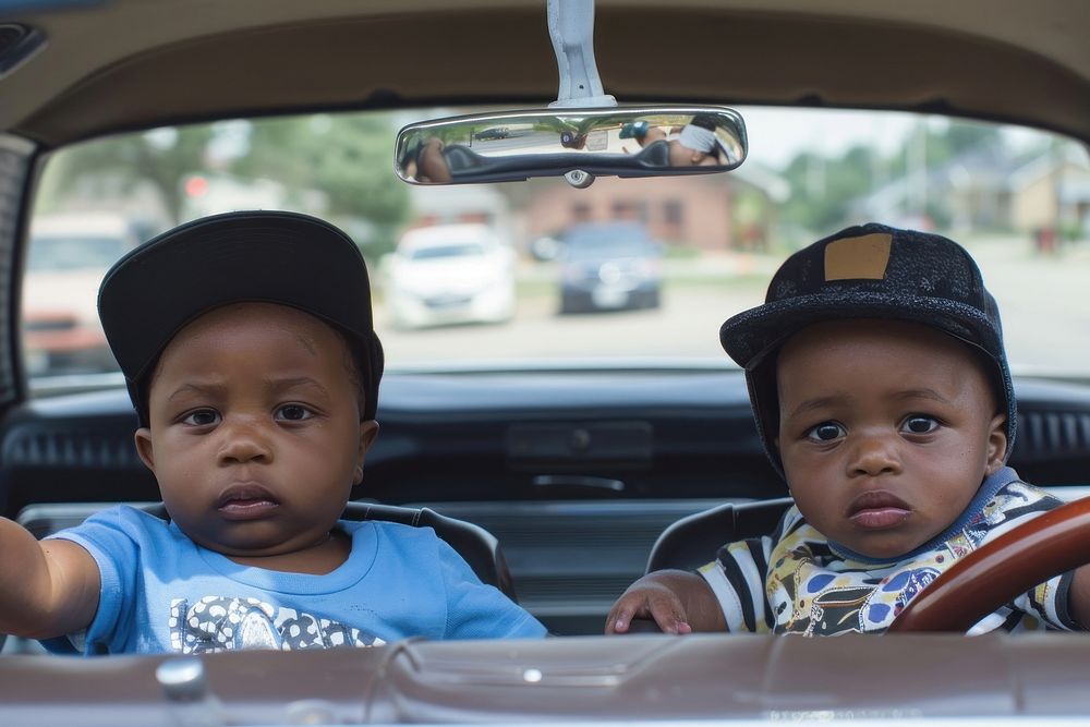 Baby boys driving car portrait vehicle photo.