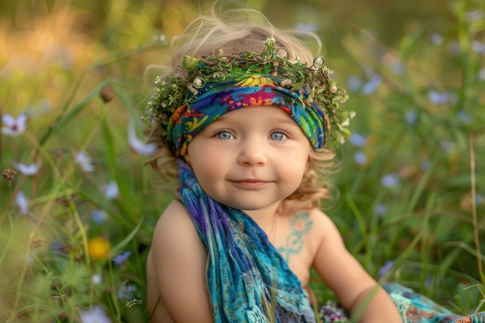 Baby boys hippie portrait flower | Premium Photo - rawpixel