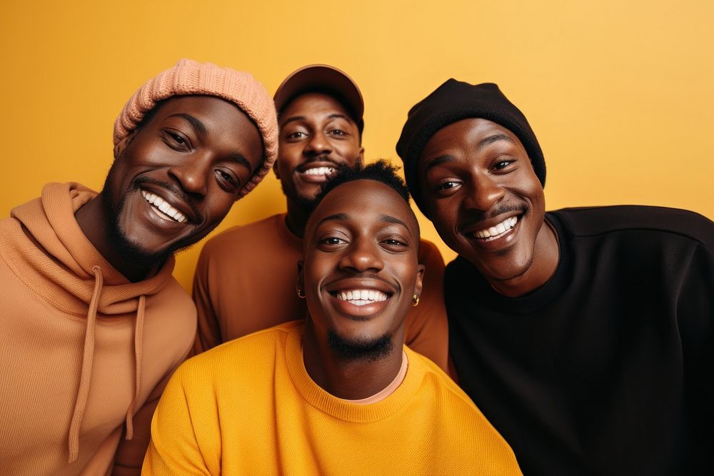 Photo of black men portrait laughing adult.