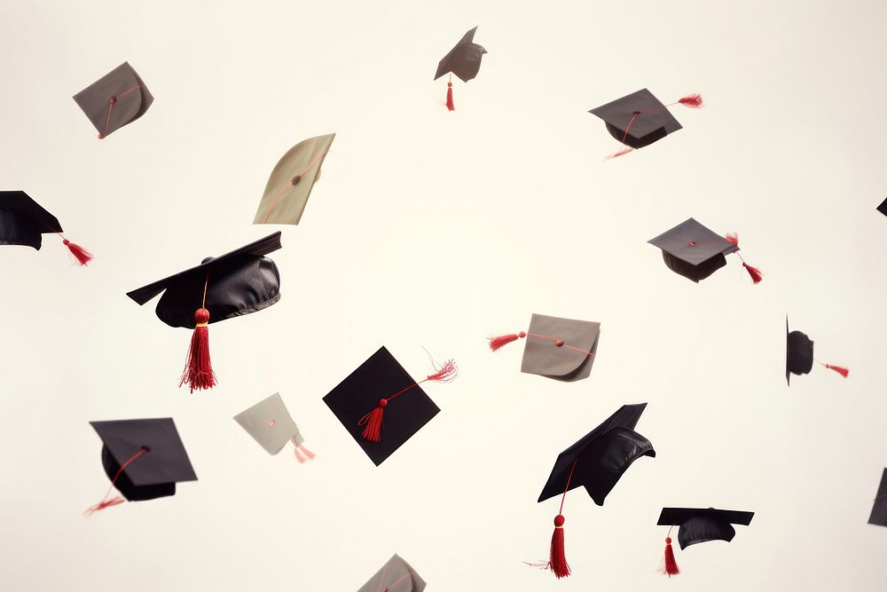 Graduation hats intelligence achievement certificate.
