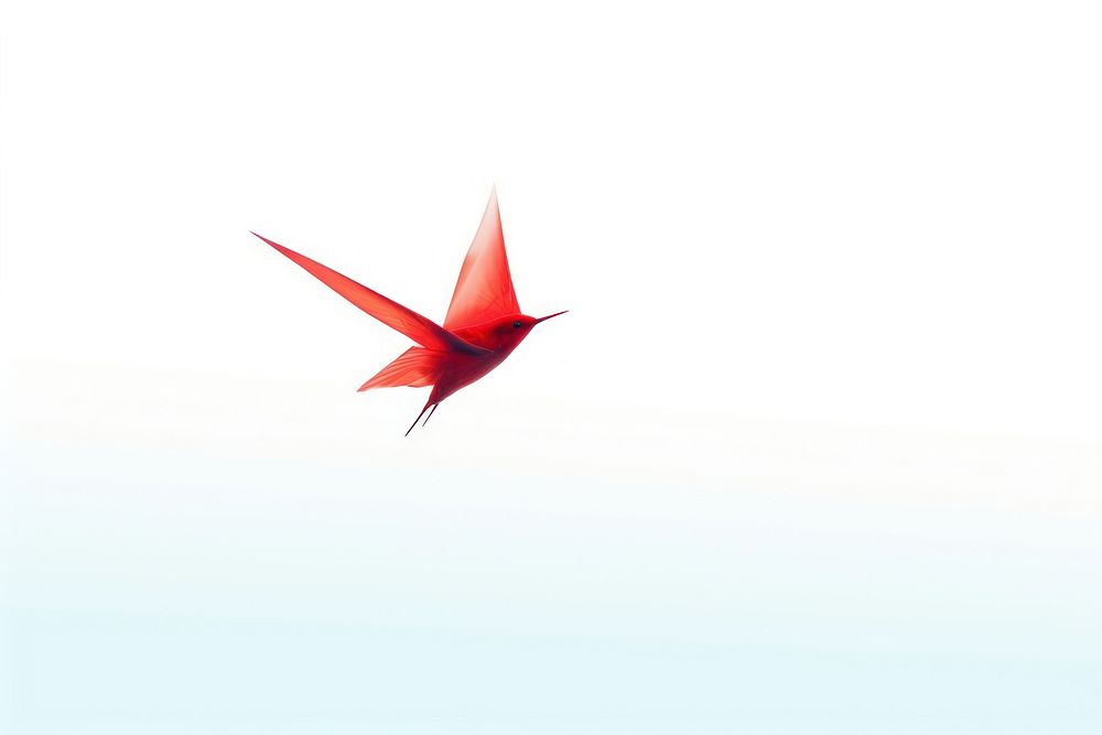 Small paper flying bird red.
