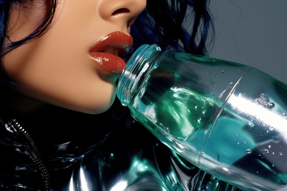 Woman drinking water fashion bottle adult.