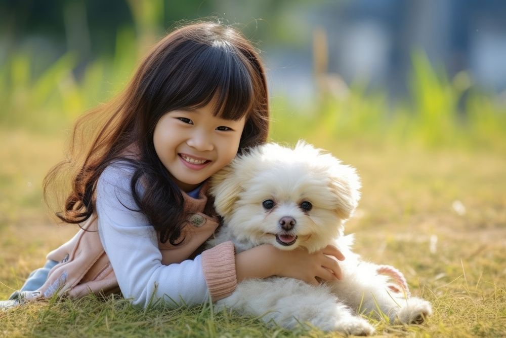 Pet child grass photography.