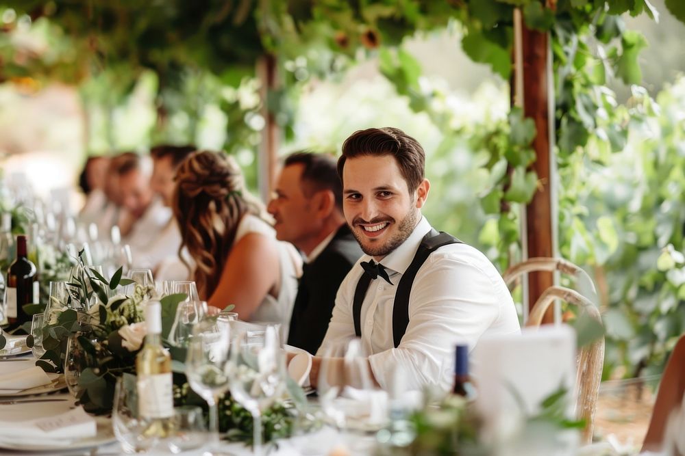 Vineyard wedding waiter adult bride.