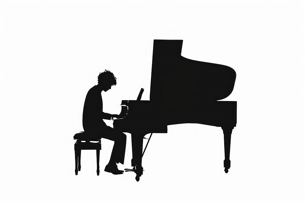 Piano silhouette keyboard musician.