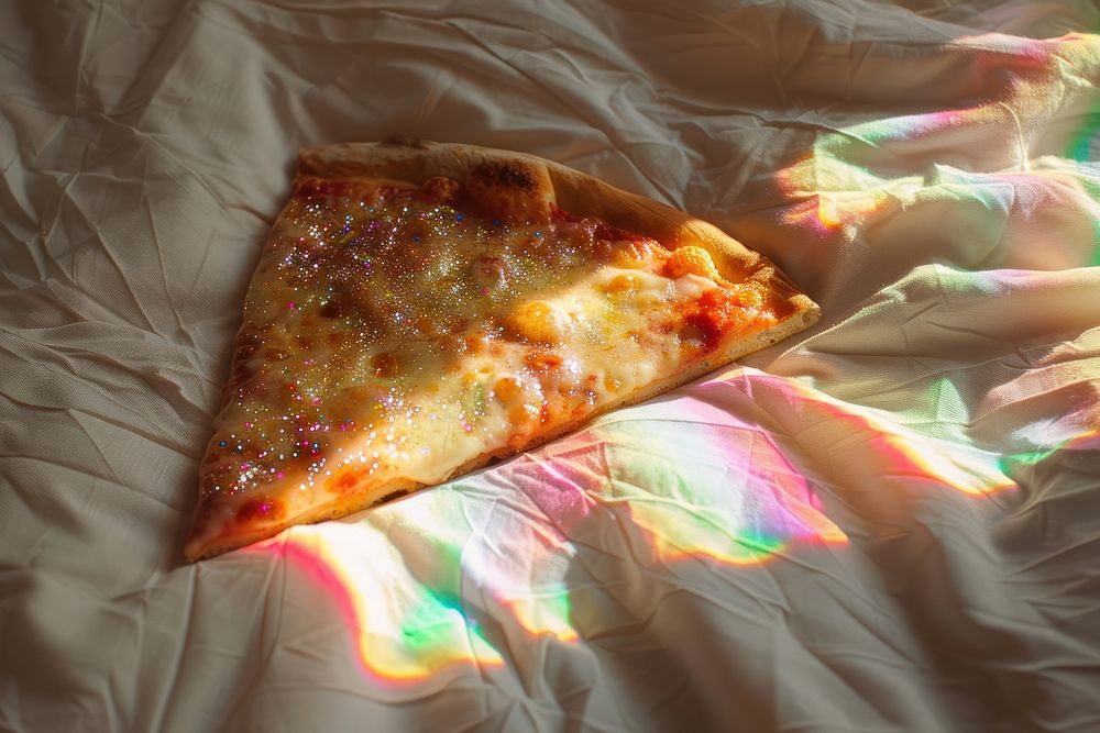 Pizza food bed relaxation.