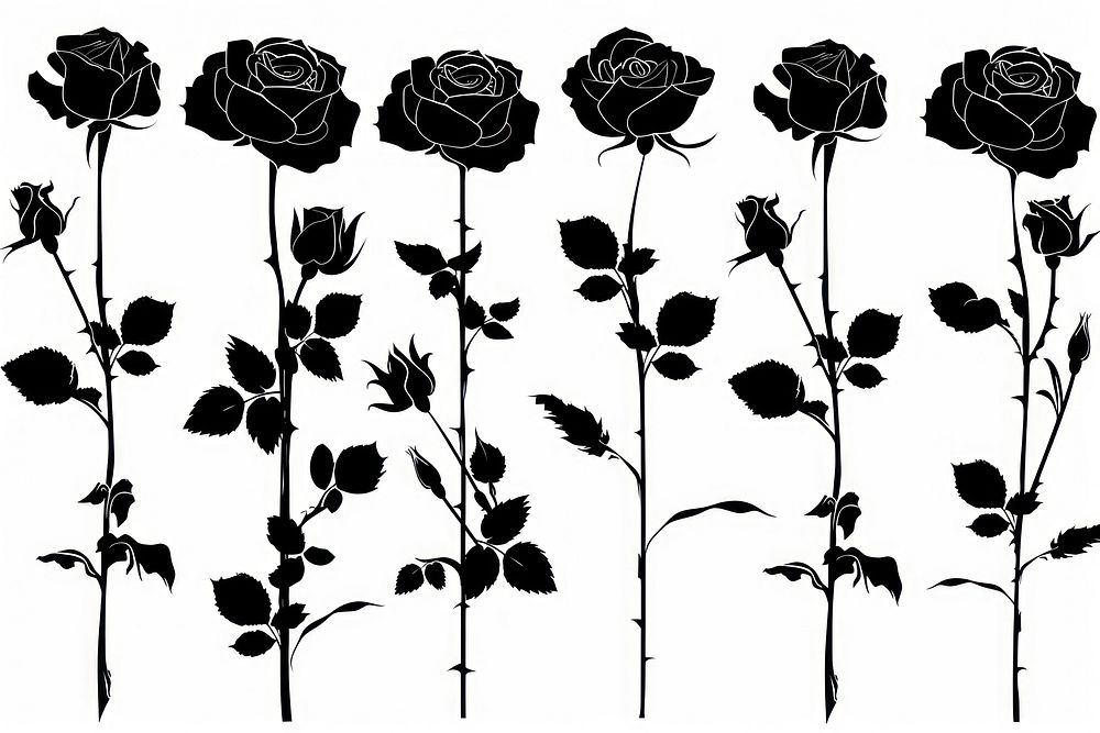 Roses silhouette pattern flower plant.