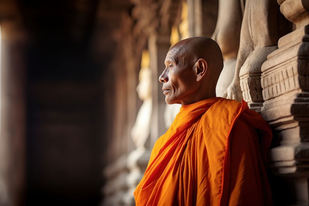 Cambodia temple monk adult spirituality.