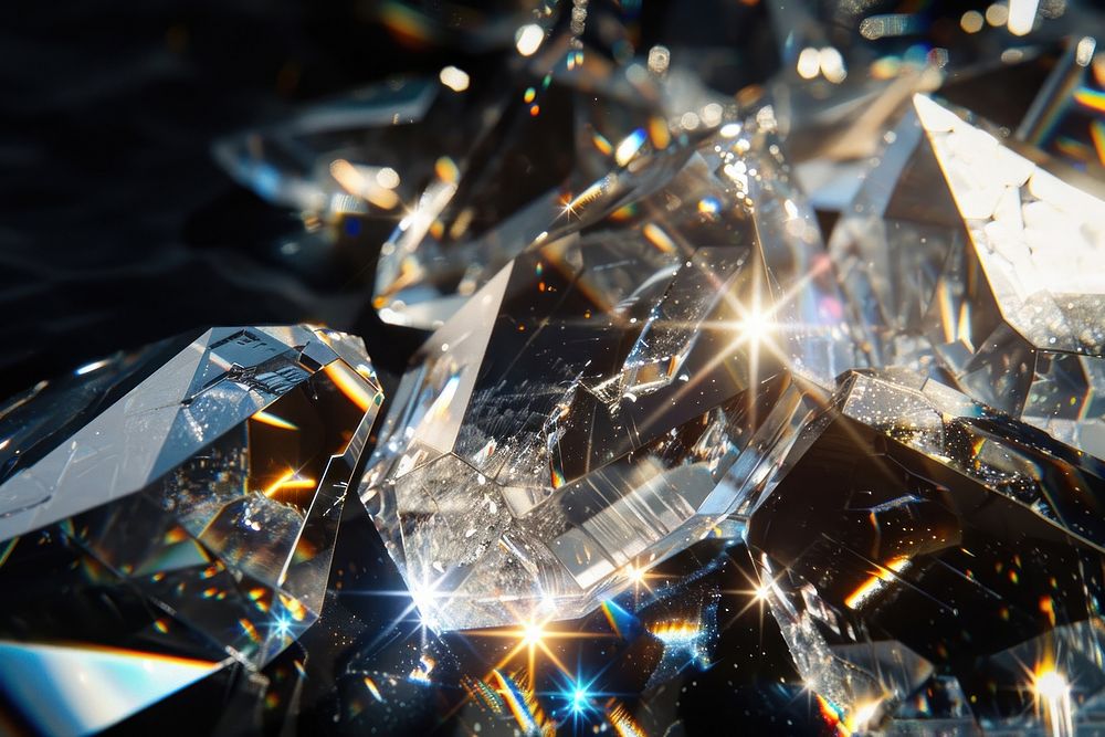 Transparent Crystal sunlight reflections crystal backgrounds gemstone.