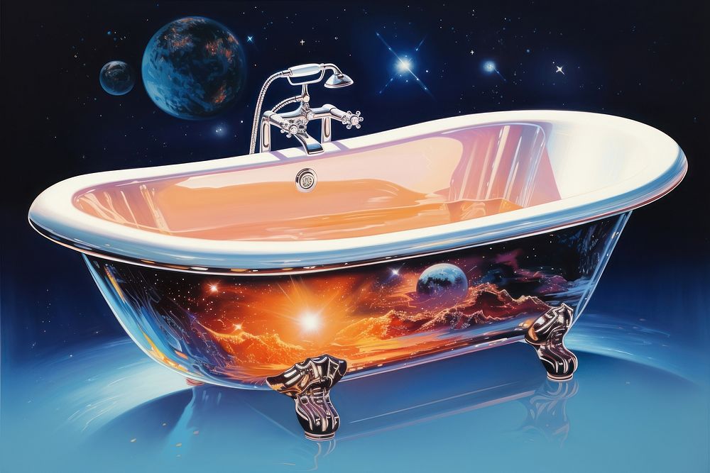A galaxy in a tub astronomy bathtub jacuzzi.