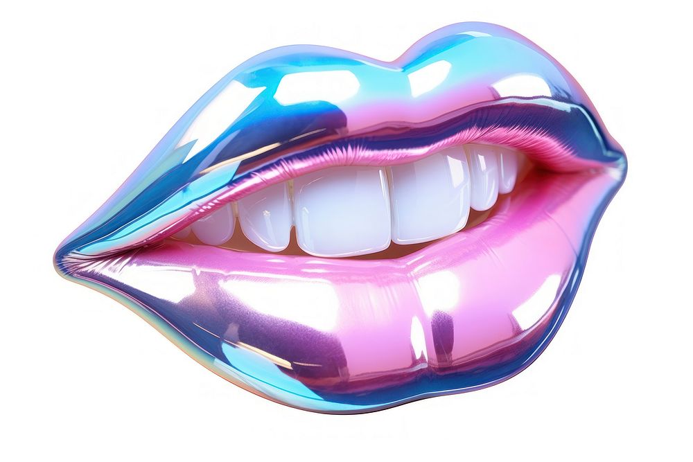 Lipstick teeth white background cosmetics.
