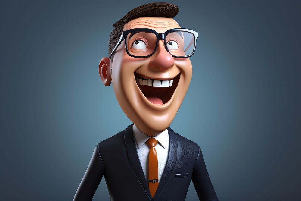Businessman laughing glasses cartoon adult.