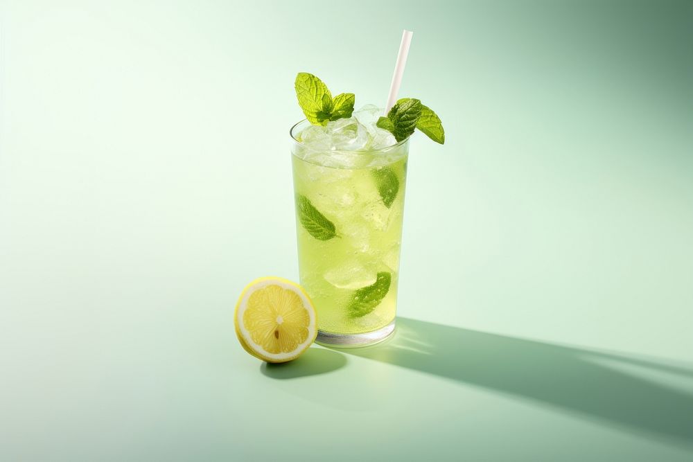 Basil lemonade cocktail mojito drink.