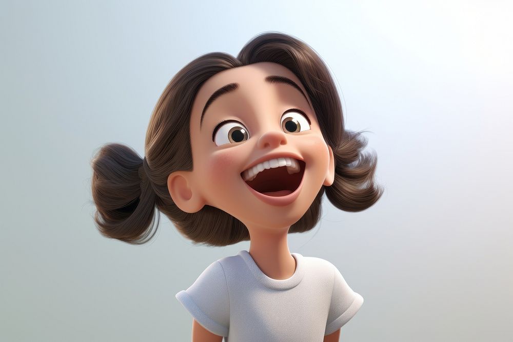 Happy girl laughing cartoon happiness hairstyle.