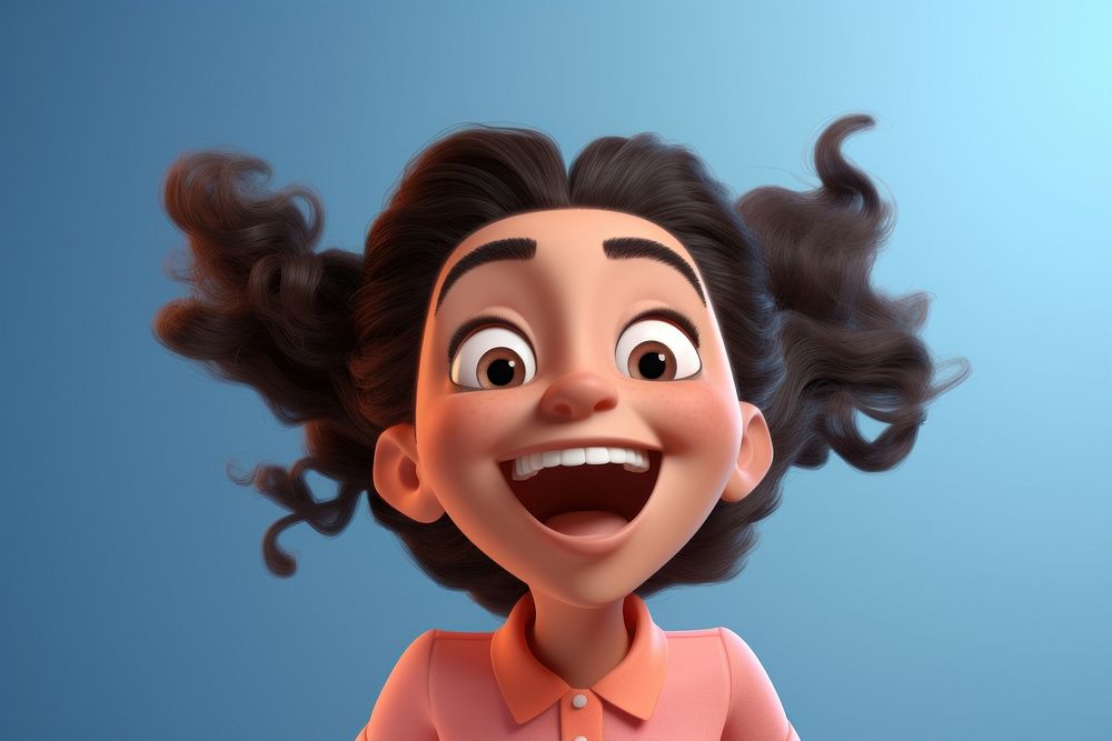 Happy girl laughing cartoon happiness hairstyle.
