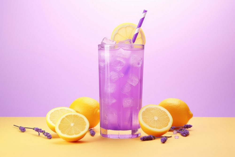 Lavender lemonade cocktail fruit drink.