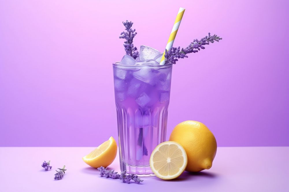 Lavender lemonade cocktail fruit drink.