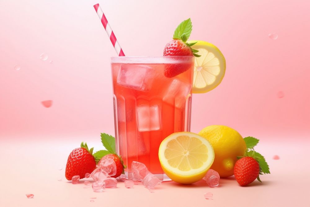 Strawberry lemonade cocktail fruit drink.