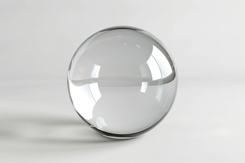 Sphere transparent glass white background.