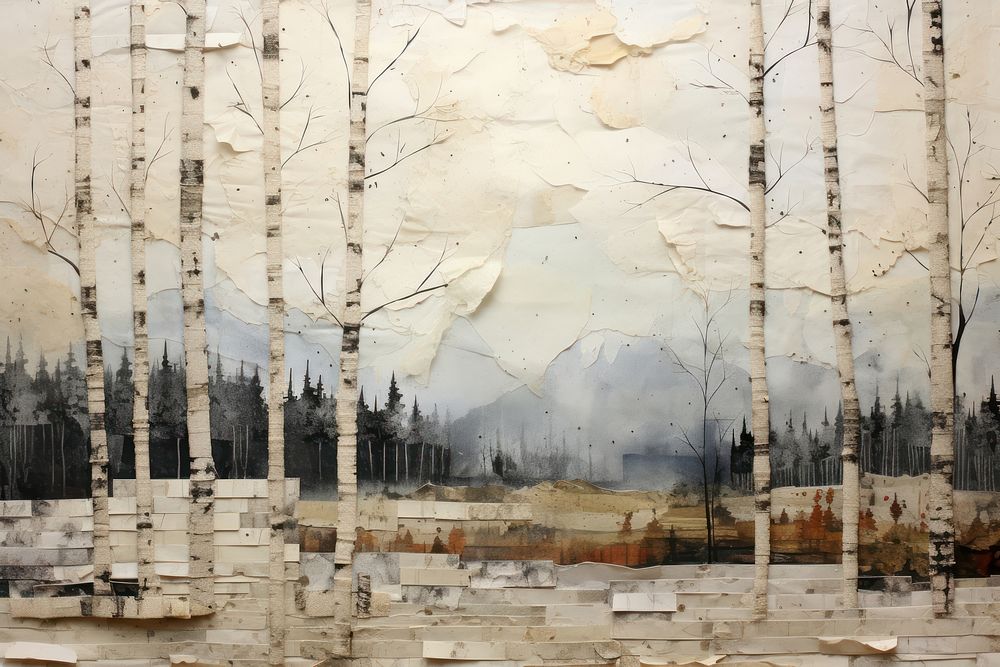 Being landscape painting birch plant.