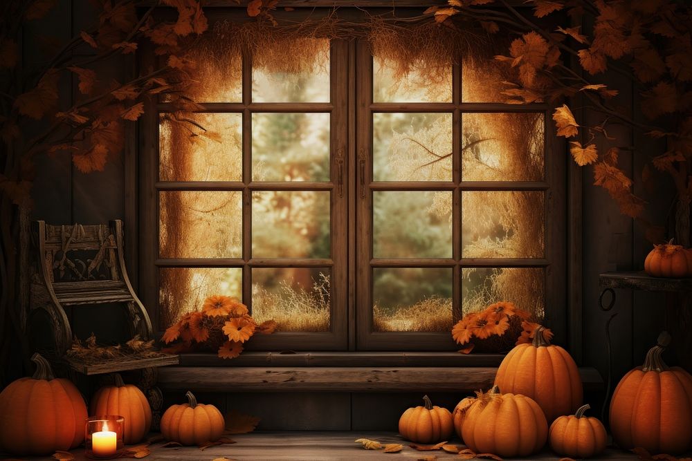 Utumn backdrop pumpkin window vegetable.