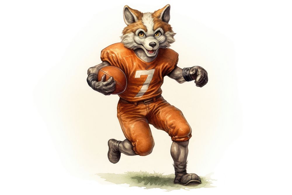 Fox character playing american football mammal sports basketball.