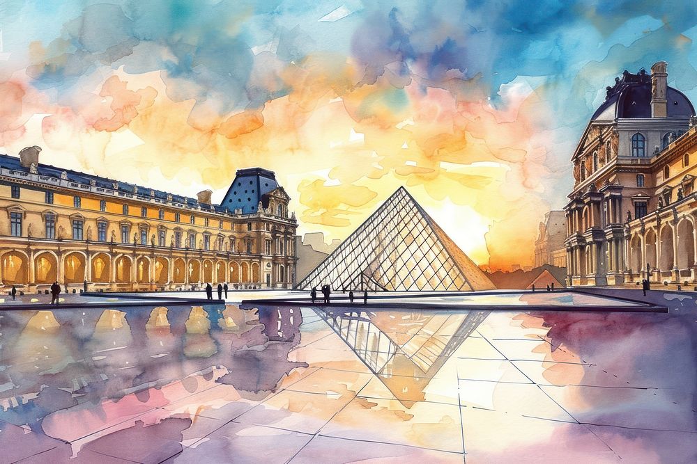 Louvre museum pyramid architecture building landmark.