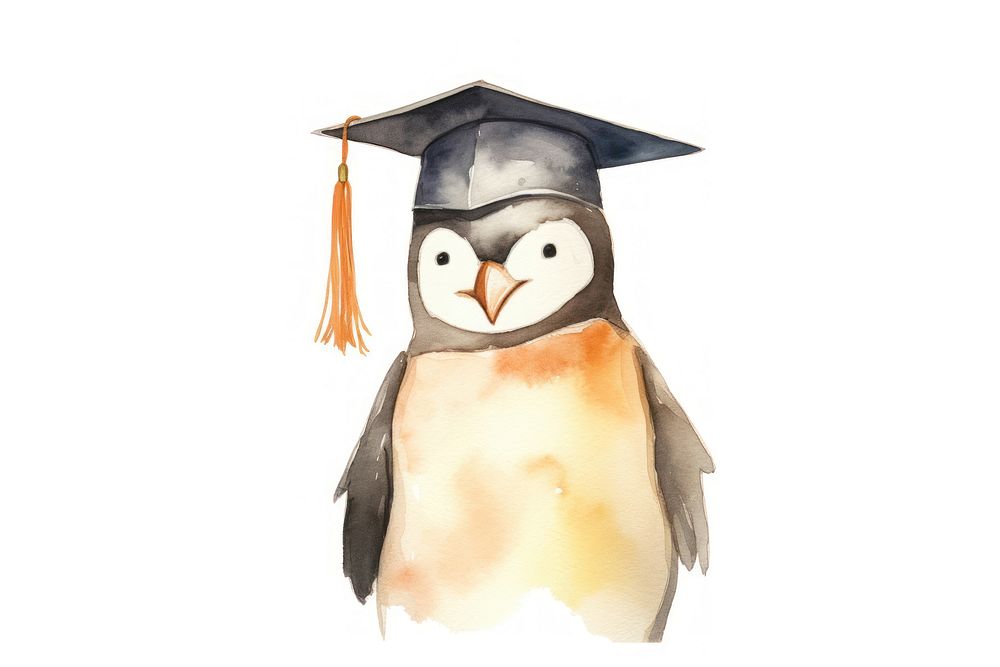 Penguin wearing graduate hat graduation animal bird.