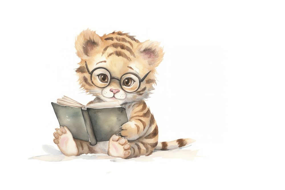 Baby tiger mammal book art.