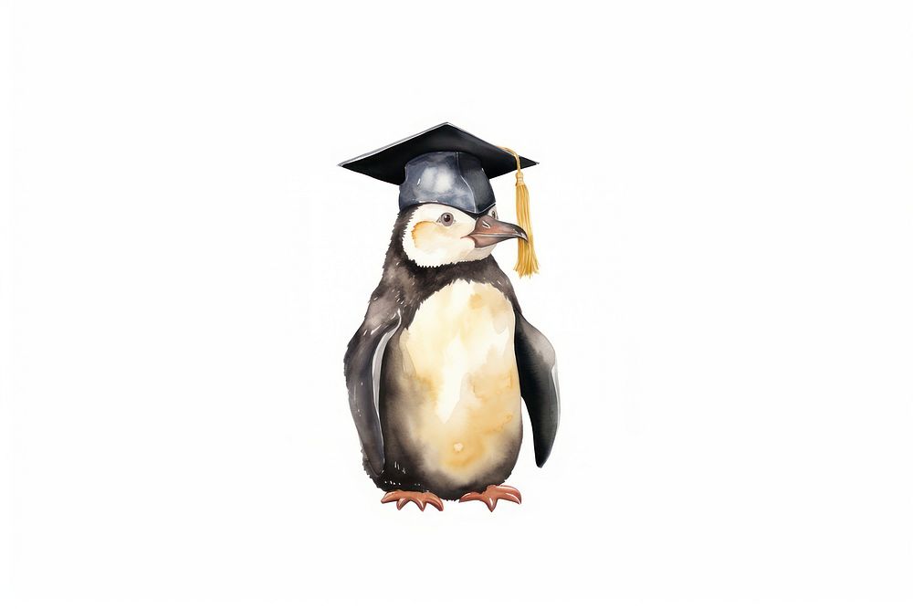 Penguin wearing graduate hat graduation animal bird.