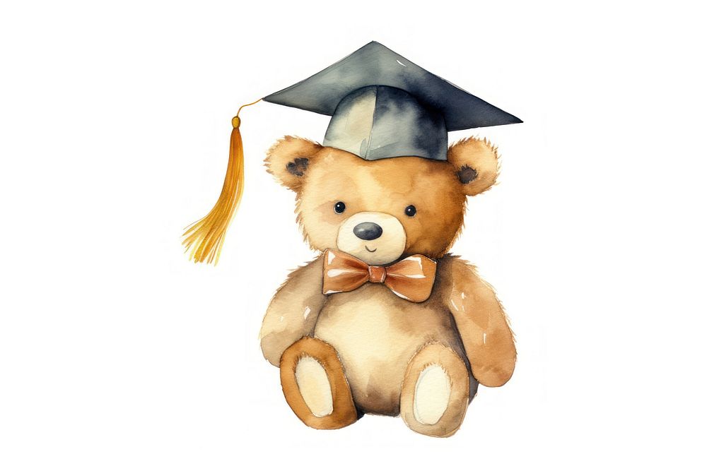 Teddy bear wearing graduate hat graduation plush toy.