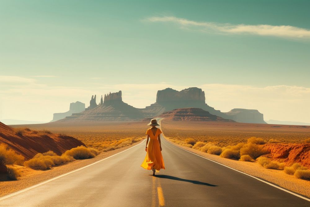 Road landscape desert tranquility.