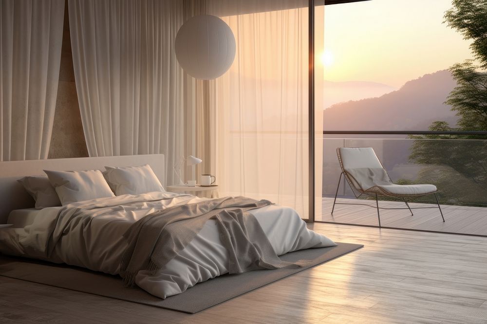Sunrise bedroom architecture furniture. Premium Photo rawpixel