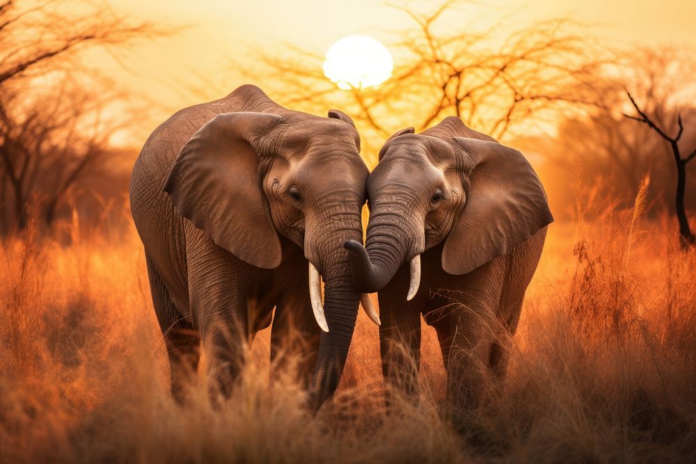 Elephants wildlife outdoors savanna.