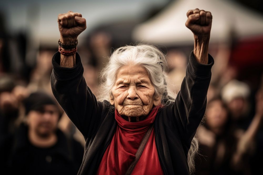 The elderly female activist adult architecture celebration.