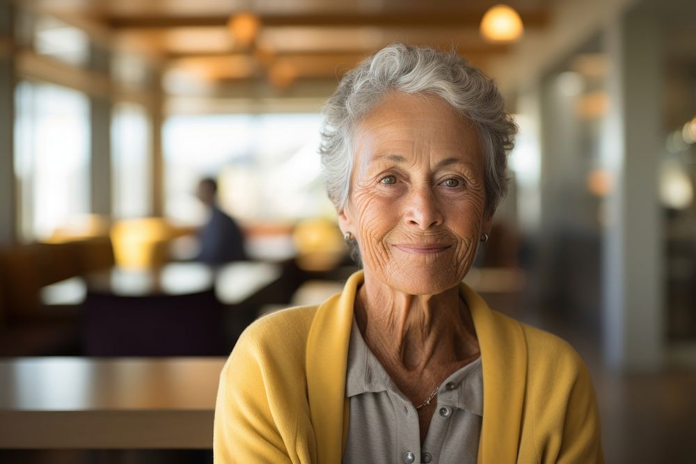 The elderly female counselor portrait person adult.