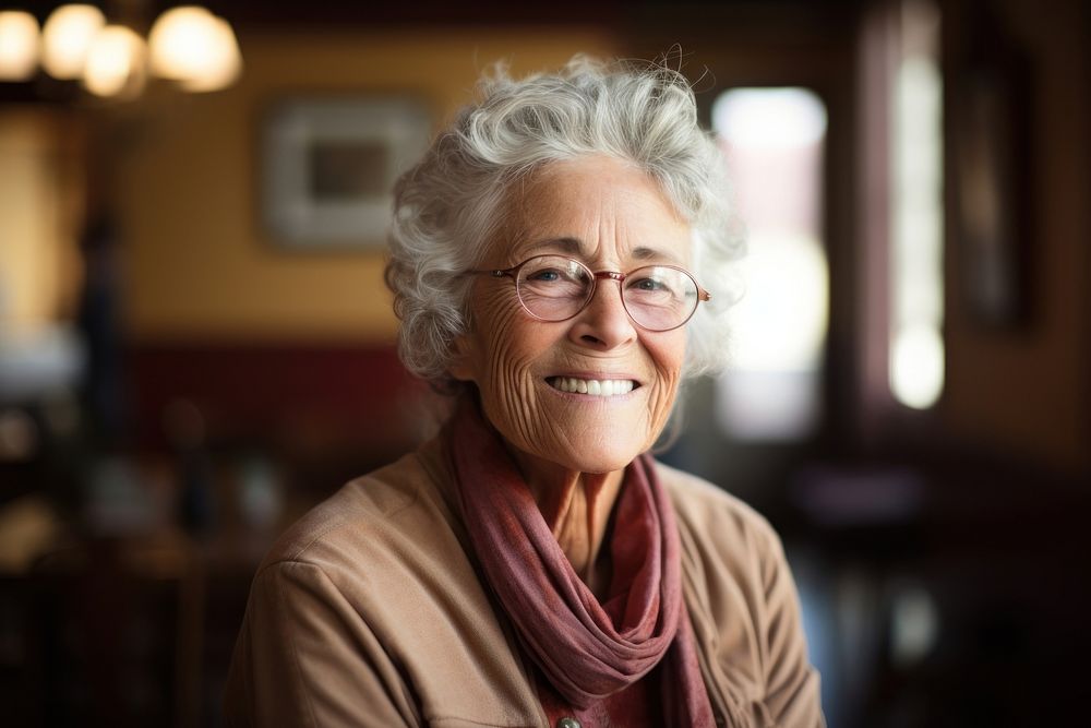 The elderly female mentor portrait glasses wisdom.