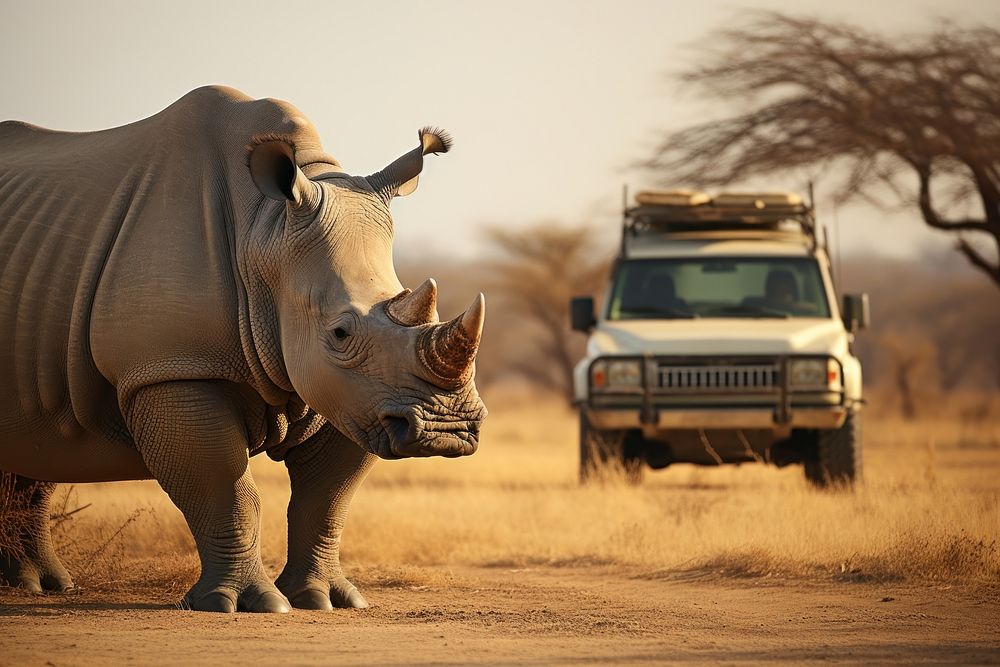 White rhinoceros safari car wildlife. | Premium Photo - rawpixel