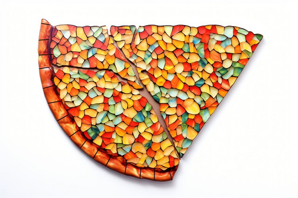 Mosaic tiles of pizza shape art white background.